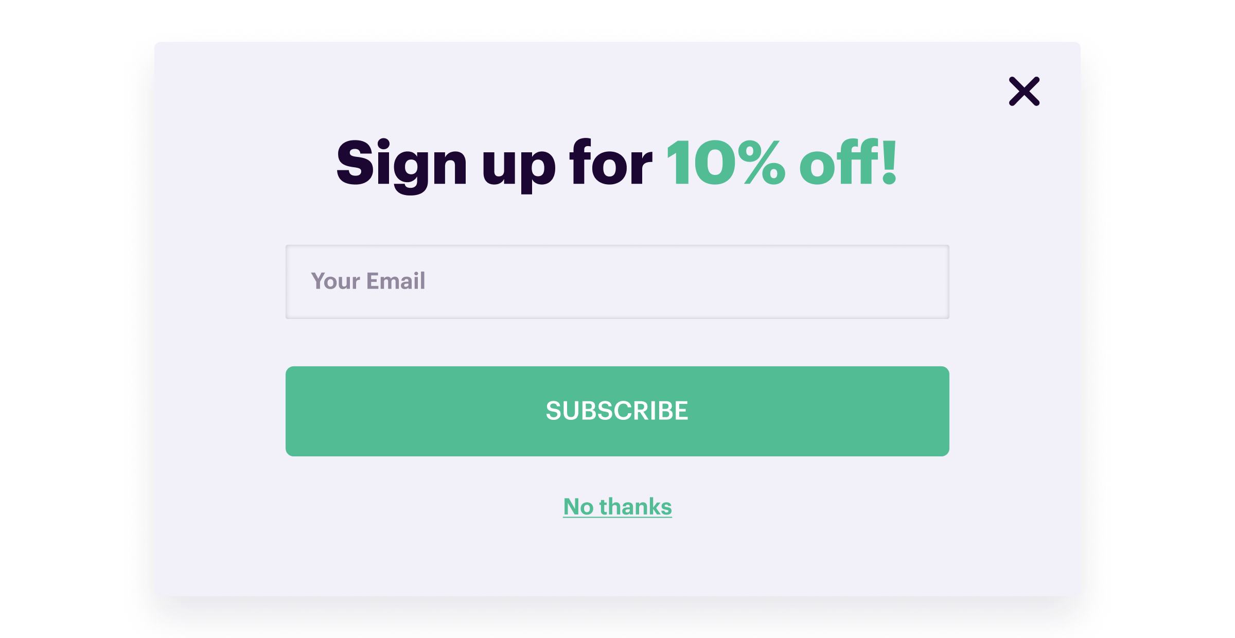 Welcome Modal for Email Address