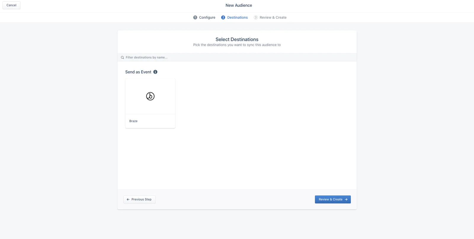 Personas Destination Selection Screen