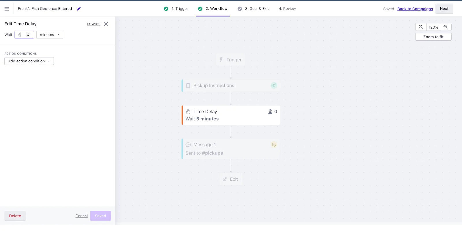 Customer.io workflow builder