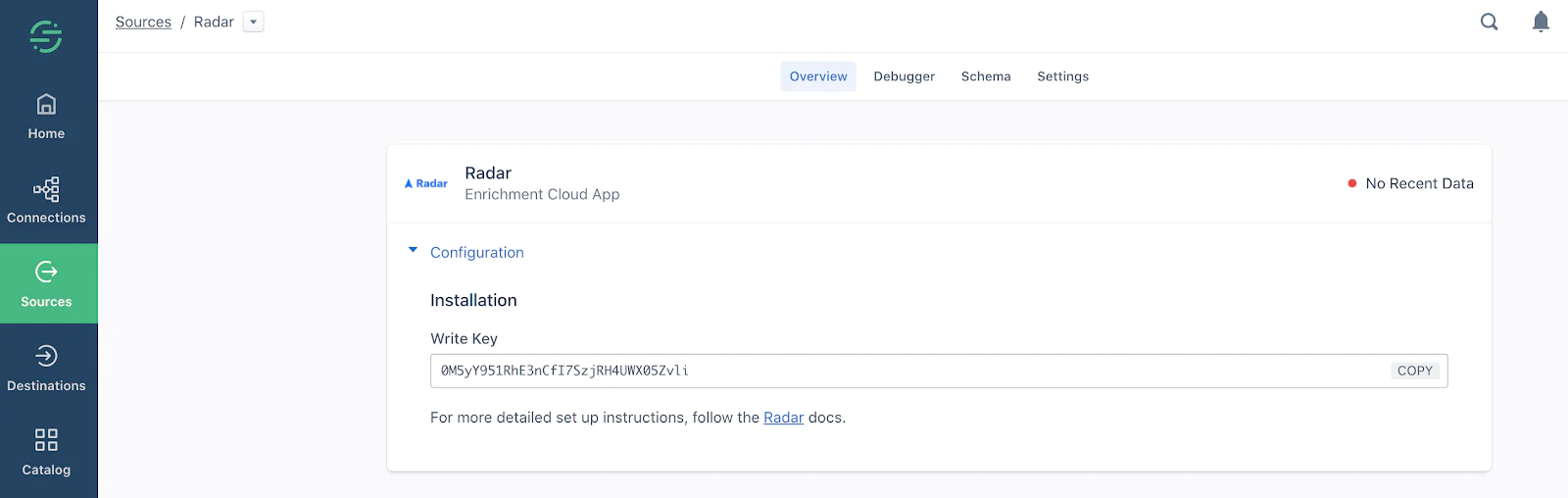 Setup a Radar source on Segment