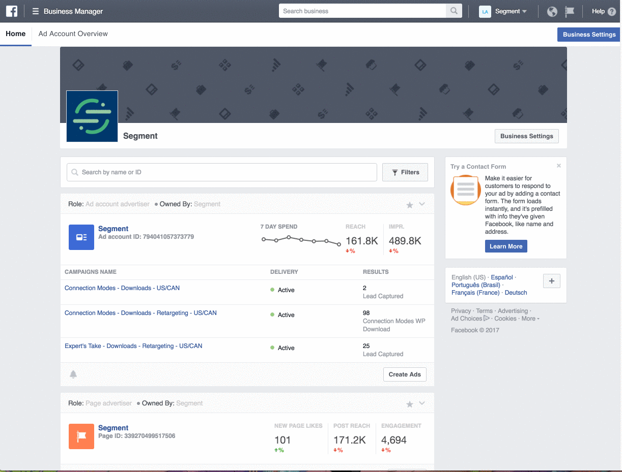 An animation showing the process of finding your Facebook Offline Event Set ID, as outlined in the above paragraph.