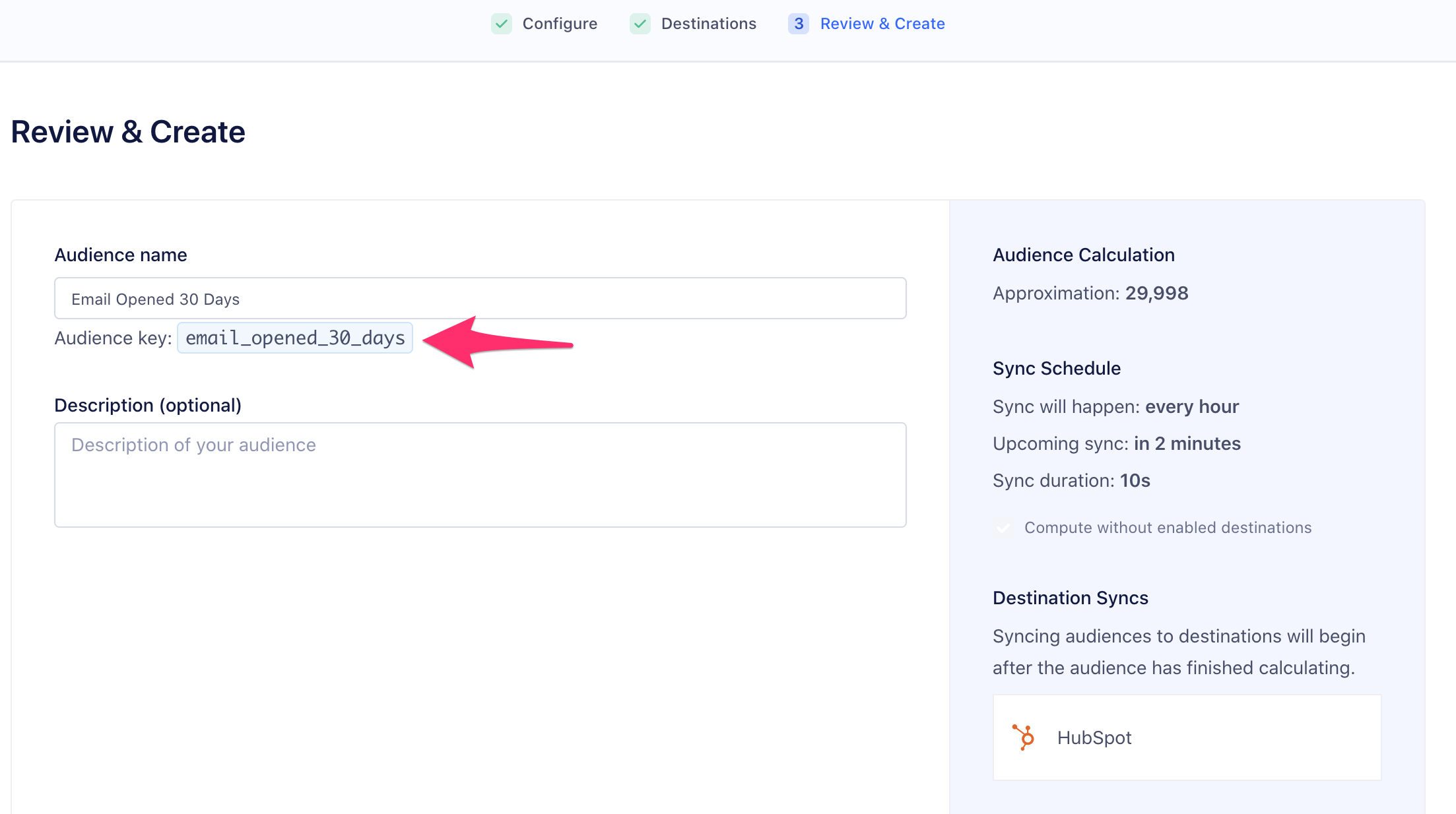 A screenshot of the last step in the Configure and Preview Your Audience setup flow.