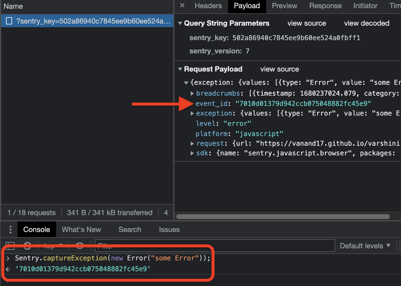 event_id viewable in dev tools