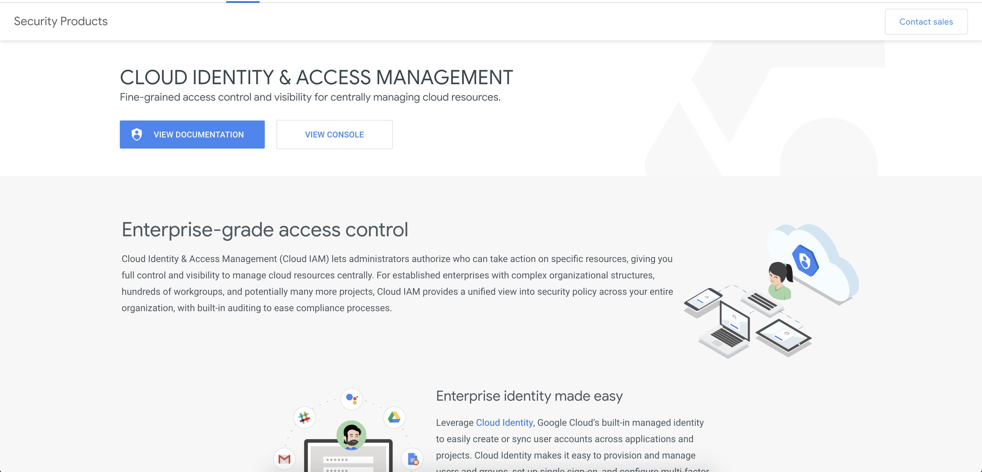 Screenshot of the Security Products page in Google Cloud.