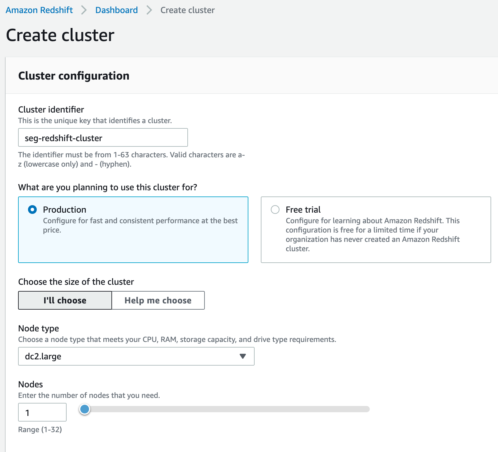 create the cluster