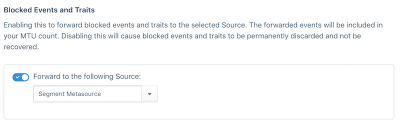 A screenshot of the blocked events and traits section on the Schema Configuration settings page